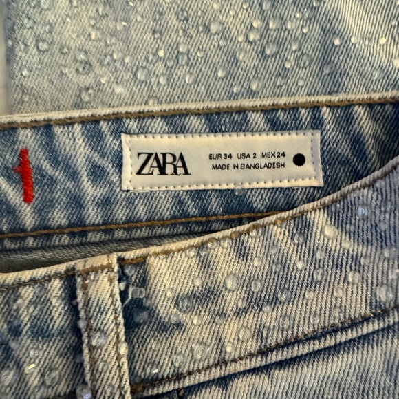 Zara embellished Light Blue Jeans mid-rise - Picture 7 of 10